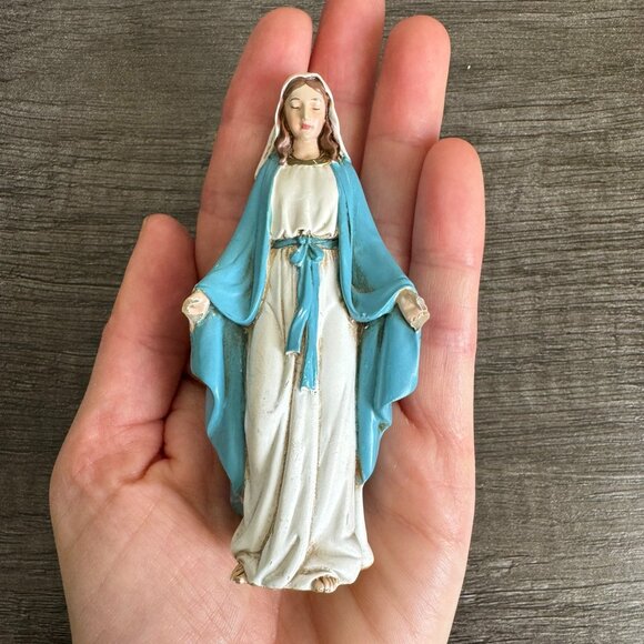 Virgin Mary Figurine Statue | 4.25" Catholic Religious Decor | Mother of God - Picture 9 of 13
